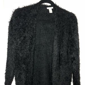 FOREVER 21 BLACK FUZZY CARDIGAN